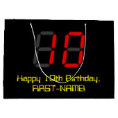 Grand Sac Cadeau 10e anniversaire : Rouge Digital Horloge Style "10 (Dos)