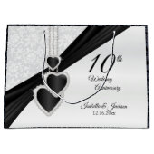 Grand Sac Cadeau 10ème Onyx et anniversaire de mariage blanc - (Devant)