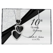 Grand Sac Cadeau 10ème Onyx et anniversaire de mariage blanc - (Dos)