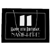 Grand Sac Cadeau 11e anniversaire ~ Art Déco Inspiré Look "11" + No (Dos)