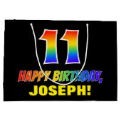 Grand Sac Cadeau 11e anniversaire : Bold, amusant, simple, arc-en-c (Dos)