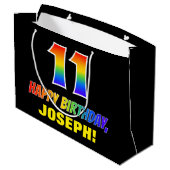 Grand Sac Cadeau 11e anniversaire : Bold, amusant, simple, arc-en-c (Dos Angle)