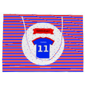 Grand Sac Cadeau 11e anniversaire personnalisé rouge bleu (Dos)