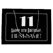 Grand Sac Cadeau 11ème anniversaire : Art Déco Style inspiré "11",  (Dos)