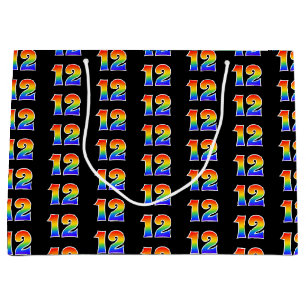 Grand Sac Cadeau 12e anniversaire : motif numéro 12 d'événement amu