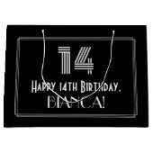 Grand Sac Cadeau 14e anniversaire — Art Déco Inspiré Look "14" & No (Devant)
