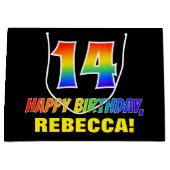 Grand Sac Cadeau 14e anniversaire : Bold, amusant, simple, arc-en-c (Devant)