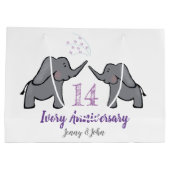 Grand Sac Cadeau 14e anniversaire mariage d'ivoire éléphant mignon (Dos)