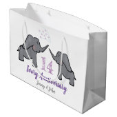 Grand Sac Cadeau 14e anniversaire mariage d'ivoire éléphant mignon (Dos Angle)