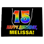 Grand Sac Cadeau 15e anniversaire : Bold, amusant, simple, arc-en-c (Devant)