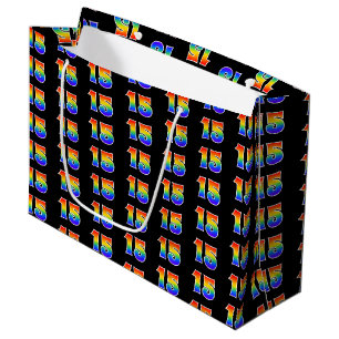 Grand Sac Cadeau 15e anniversaire : Fun Rainbow Event Numéro 15 Mot