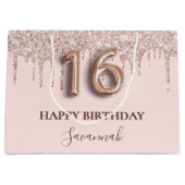 Grand Sac Cadeau 16e anniversaire blush rose parties scintillant go (Devant)