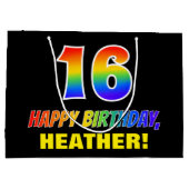 Grand Sac Cadeau 16e anniversaire : Bold, amusant, simple, arc-en-c (Dos)