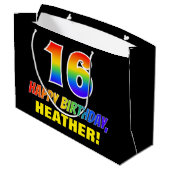 Grand Sac Cadeau 16e anniversaire : Bold, amusant, simple, arc-en-c (Dos Angle)