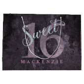 Grand Sac Cadeau 16e Rose Dusty | Sweet 16 Parties scintillant d'ar (Dos)