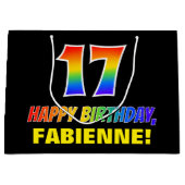 Grand Sac Cadeau 17e anniversaire : Bold, amusant, simple, arc-en-c (Devant)