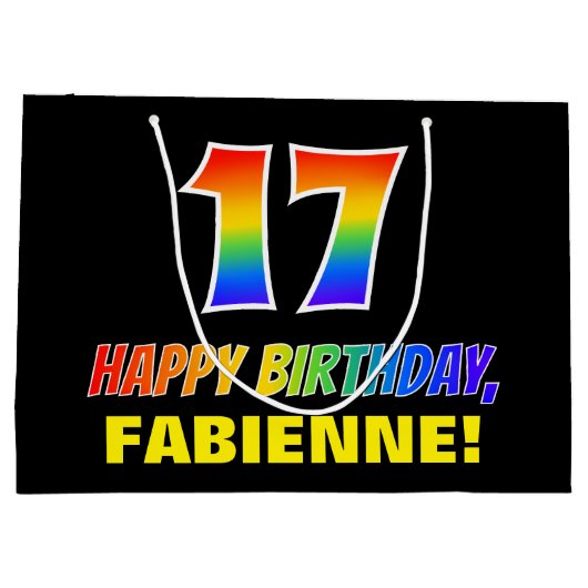 Grand Sac Cadeau 17e anniversaire : Bold, amusant, simple, arc-en-c (Dos)
