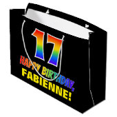 Grand Sac Cadeau 17e anniversaire : Bold, amusant, simple, arc-en-c (Dos Angle)