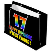 Grand Sac Cadeau 17e anniversaire : Bold, amusant, simple, arc-en-c (Devant Angle)