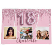 Grand Sac Cadeau 18e anniversaire blush rose parties scintillant go (Devant)