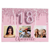 Grand Sac Cadeau 18e anniversaire blush rose parties scintillant go (Dos)