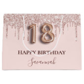 Grand Sac Cadeau 18e anniversaire blush rose parties scintillant go (Devant)