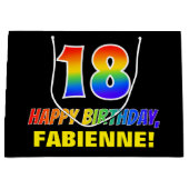 Grand Sac Cadeau 18e anniversaire : Bold, amusant, simple, arc-en-c (Devant)