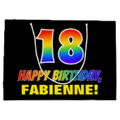 Grand Sac Cadeau 18e anniversaire : Bold, amusant, simple, arc-en-c (Dos)