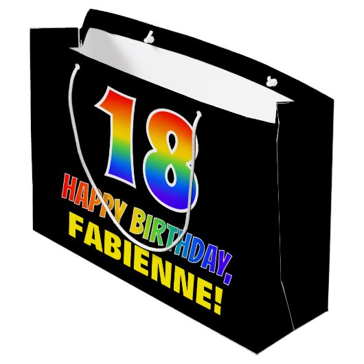 Grand Sac Cadeau 18e anniversaire : Bold, amusant, simple, arc-en-c (Dos Angle)