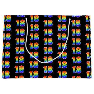 Grand Sac Cadeau 18e anniversaire : Fun Rainbow Event Numéro 18 Mot