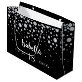 Grand Sac Cadeau 18e anniversaire noir diamants d'argent nom (Devant Angle)