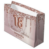 Grand Sac Cadeau 18e anniversaire Rose Parties scintillant d'or Dri (Devant Angle)