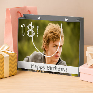 Grand Sac Cadeau 18e anniversaire sur mesure photo garçon gars