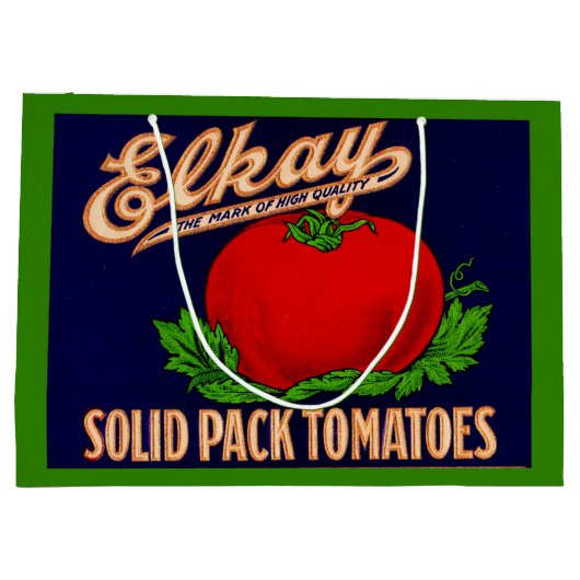 Grand Sac Cadeau 1930 Elkay Solid Pack Tomates peut imprimer étique (Dos)