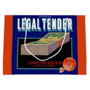 Grand Sac Cadeau 1930s Juridique Tender orange crate étiquette