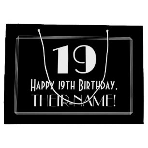 Grand Sac Cadeau 19e anniversaire : Art Déco Style inspiré "19", No