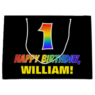 Grand Sac Cadeau 1er anniversaire : Bold, amusant, simple, arc-en-c