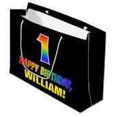 Grand Sac Cadeau 1er anniversaire : Bold, amusant, simple, arc-en-c (Devant Angle)