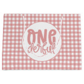 Grand Sac Cadeau 1er anniversaire fête mignonne Pastel rose Onederf (Devant)