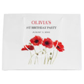 Grand Sac Cadeau 1er Anniversaire Fête Poppies Bébé Fille (Devant)