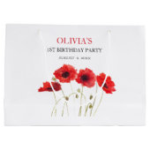 Grand Sac Cadeau 1er Anniversaire Fête Poppies Bébé Fille (Dos)