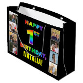 Grand Sac Cadeau 1er anniversaire : Rainbow Text, Custom Photos & N (Dos Angle)