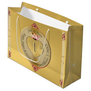 Grand Sac Cadeau 1er ou 50e anniversaire de Mariage Golden
