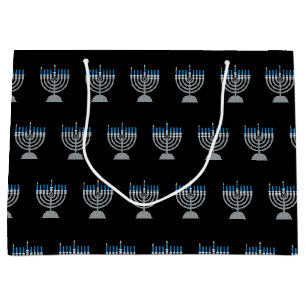 Grand Sac Cadeau 1ère nuit de Hanoukka Parties scintillant Grand sa
