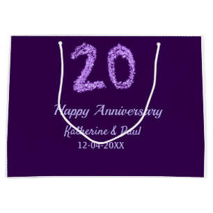 Grand Sac Cadeau 20e heureux anniversaire ajouter nom du couple dat