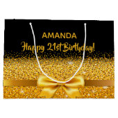 Grand Sac Cadeau 21e anniversaire arc en or noir (Dos)