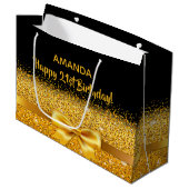 Grand Sac Cadeau 21e anniversaire arc en or noir (Devant Angle)