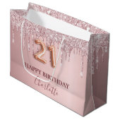 Grand Sac Cadeau 21e anniversaire blush rose parties scintillant go (Devant Angle)