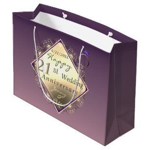 Grand Sac Cadeau 21e anniversaire de Mariage laiton et Iolite gros 