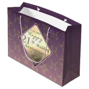 Grand Sac Cadeau 21e anniversaire du Mariage laiton et olite